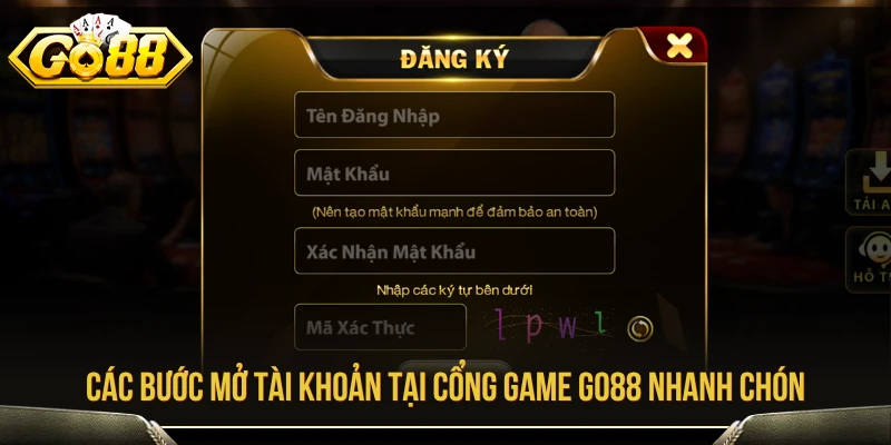 Các bước mở tài khoản tại GO88